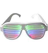 GS GLOWSEEN LED Light Up Shutter Sunglasses Sound Reactive - USB Rechargeable Rave Glasses for Pa...