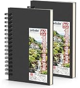 Joibabe 5.5"x8.5" Mixed Media Sketchbook,2 Pack 60 Sheets(98LB/160GSM) Mixed Media Paper, Spiral ...