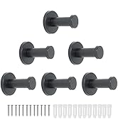 Vanloory Bathroom Towel Hooks, 6 Pack Round Coat Hooks, Sturdy Wall Mounted Robe Hook, SUS 304 St...