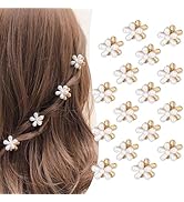 16 Pcs Small Pearl Claw Clips with Flower Design, Mini Hair Clips for Thin Thick Hair, Pearl Hair...