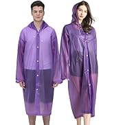 Cosowe Rain Ponchos for Adults Reusable, 2 Pcs Raincoats Emergency for Women Men with Hood and Dr...