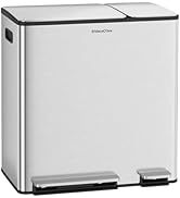 SolaceCove Dual Trash Can Kitchen, 13 Gallon+5 Gallon Trash and Recycle Bin Combo for Large Famil...