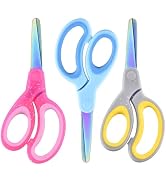 SCAIKTIG Kids Scissors, Safety Rounded edge Blunt-Tip, Titanium Blades, Comfort Grip for School C...