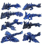 YVBBHE 8 Pcs 3D Printed Fidget Dragons with Eyes Toy Set, Small 3D Prints Animal Models for Execu...