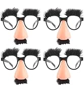 Seadiquiet 4Pcs Funny Glasses With Big Nose - Big Nose Glasses With Eyebrows Mustache | Halloween...