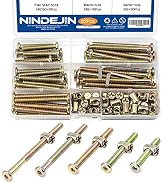 NINDEJIN 82PCS Hex Socket Screw Bolts and Nuts Assortment Kit, M6 x 40mm 50mm 60mm 70mm 80mm Furn...