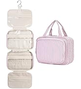 Narwey Striped Hanging Toiletry Bag for Women Travel Makeup Bag Organizer Toiletries Bag for Trav...