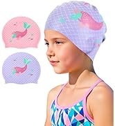 Vorshape Swim Cap Kids (2 Pack), Durable Waterproof Swimming Cap for Girls Boys Teens Toddler Age...