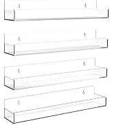 SOVQUEST Clear Acrylic Floating Shelves Wall Mounted 15 Inch Invisible Kids Bookshelf Figurine Di...