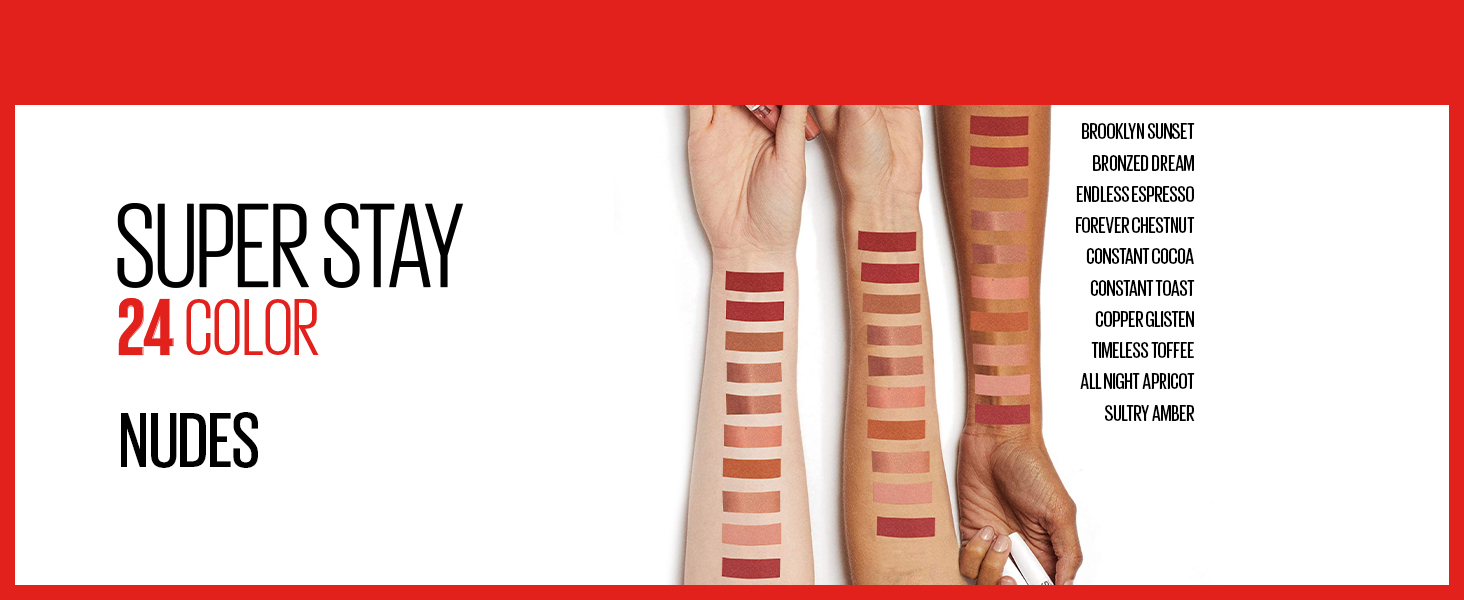 super stay 24 color shade guide - nudes
