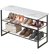 Garden 4 you 3 Tiers White Marble Shoe Rack,Freestanding Organizer Multi-Purpose Adjustable Flat ...
