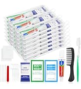 Xuezoioy 30 Sets Personal Hygiene Kit Bulk,10-IN-1 Green Individually Wrapped Disposable Travel T...