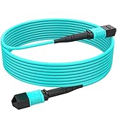 RamboCables 3ft/1m MPO to MPO Fiber Cable, 12 Cores, OM3 Multi-Mode, Type B, QSFP+ & QSFP28 Compa...