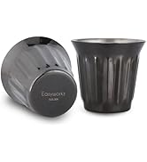 Easyworkz Stainless Steel Double-Wall Espresso Cups 5 oz Set of 2, Vertical Stripe Design, Gunmetal