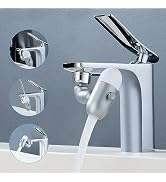 Universal Faucet Extender-4 Mode Filter Splash, Swivel Faucet Aerator with Spa Spray, Bathroom Si...