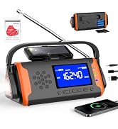 NOAA Weather Alert Radio Digital Display, Emergency Radio Better Reception | 4000mAh Solar Crank ...