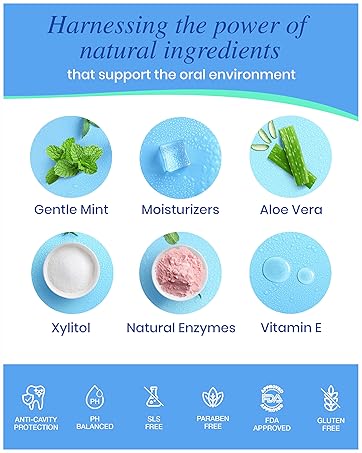gentle mint moisturizers aloe vera xylitol natural enzymes vitamin e natural ingredients oral care