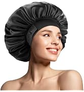 Silk Bonnet for Sleeping, Satin Hair Bonnets, Extra Large & Adjustable Hem & Double Layer Silk Ha...