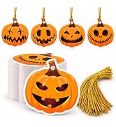 Oeyliz Halloween Pumpkin Gift Tags with String 60Pcs Pumpkin Treat Tags | Halloween Pumpkin Gift ...