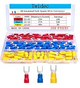 Twidec/250PCS Insulated Fork Spade Wire Connector 22-16/16-14/12-10 Gauge #8 Quick Splice Crimp T...