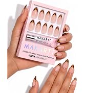Makartt Press On Nails - Medium Almond, Whiskey Amber French, 30 Pc Kit | New French Series, UV F...