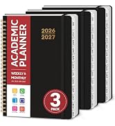 Planner 2026–2027, Set of 3, A5 Weekly & Monthly Calendars with Tabs, Jul 2026–Jun 2027, Academic...