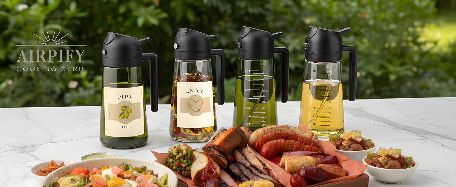Kitchen maiden 2 in 1 oil dispenser – Glass oil and vinegar dispenser for modern kitchens.