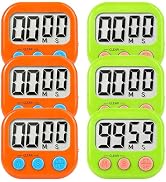 6 Pack Digital Kitchen Timer Small Classroom Timers for Kids Teachers (Orange&Green)