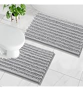 Arotive Luxury Chenille Bathroom Rugs Set 2 Piece, Extra Soft Absorbent Shaggy Bath Mats, Non-Sli...