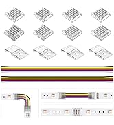 BTF-LIGHTING 6 Pin 12mm 0.47in Width Transparent Solderless Connector Kit 8XCorner Connector 4XGa...