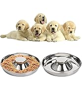 SOUJOY 2 Pack Stainless Steel Puppy Bowls, Pet Slow Feeder Bowls, Non-Skid Dog Food and Water Bow...
