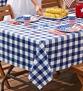 misaya 12 Packs Buffalo Disposable Table Cloth, 54 x 108 Inch Waterproof Plastic Tablecloth, Rect...