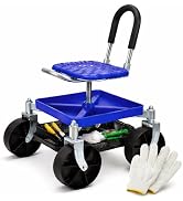 Cycayit Heavy-Duty 360° Swivel Rolling Garden Seat, 330 lbs Capacity, Height Adjustable 20-24 in,...