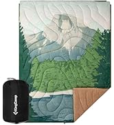 KingCamp Large Camping Blanket with Sherpa Lining, Packable Down Alternative Puffy Printed Wearab...