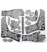 Henna Tattoo Kit Stencils,Temporary Reusable Unisex Tattoo Sets, Self-Adhesive Indian Arabian Tem...