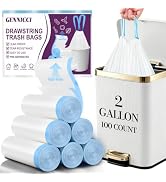 100 Count Small Drawstring Trash Bags, 2.6 Gallon (10L) Pre-separated Garbage Bags, Extra Thick L...