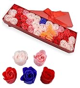 JIALEEY 33 PCS Floral Scented Bath Soap Rose Flower Petals, Plant Essential Oil Rose Soap Set Gif...