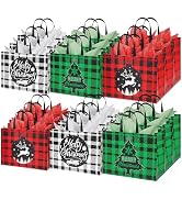 BLEWINDZ 18 Pcs Extra Large Christmas Gift Bags with Tissue Paper, 12.5''x16.3''x7.2'' Reusable T...