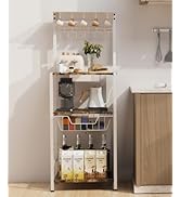 Ansionsol 4 Tier Coffee Bar Station, Corner Bakers Rack with 5 Hooks & Wire Basket, Coffee Maker ...