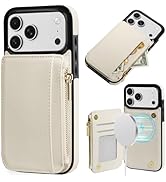 Delidigi for iPhone 17 Pro Max Wallet Case, Women PU Leather Flip Card Holder Zipper Pouch Wallet...