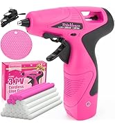 Cordless Hot Glue Gun with Stand, 4V Mini Pink Glue Gun Set with 25Pcs Premium Glue Sticks, USB R...