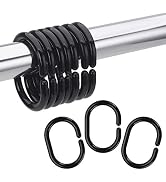 Amazer Black Shower Curtain Hooks Rings, 24 Pcs Plastic Shower Curtain Rings, Plastic Shower Curt...