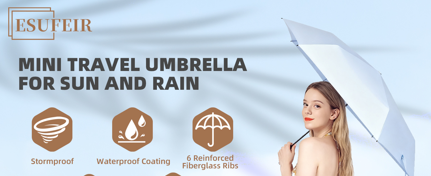 Mini Travel Sun Umbrella for Purse With Case