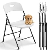 MAKE CHANGES Folding Chairs 4 Pack, Outdoor White Folding Chairs for Outside Indoor, Portable 350...