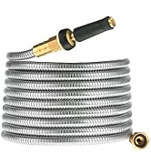 Rosy Earth Expandable Metal Garden Hose 75 FT - 304 Stainless Steel Water Hose 75 FT - Heavy Duty...