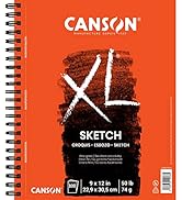 Canson XL Series Paper Sketch Pad for Charcoal, Pencil and Pastel, Side Wire Bound, 50 Pound, 9 x...