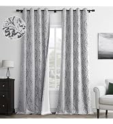 Guken 96 Inches Long Black Floral Patterned Curtains for Dinning Room Boho Damask Blackout Curtai...