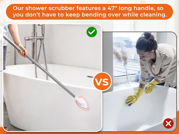 scrub brush for shower with long handle