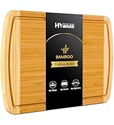 Large Wooden Cutting Board for Kitchen Meal Prep & Serving - Bamboo Cutting Boards with Juice Gro...