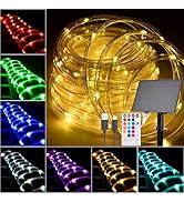 Hozplex Solar Rope Lights Outdoor Waterproof, 66Ft 200 LED String Light Fairy Solar Powered & USB...